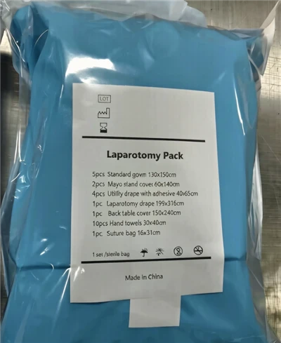 Disposable Sterile Laparotomy Surgical Pack With Laparotomy Drape And Surgical Gowns